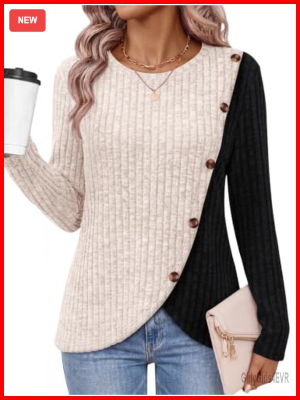 Women's Long Sleeve Tunic Top Slim Fit Crewneck Knit Blouse